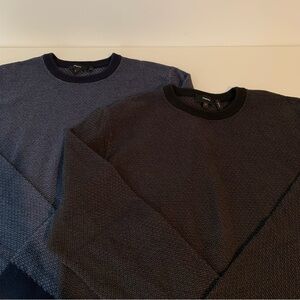 Set Of 2 Theory Sweater Blue Black Gray Sz XL Textured Crew Neck Pullover Preppy